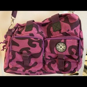 Authentic Kipling large crossbody bag, purple camo